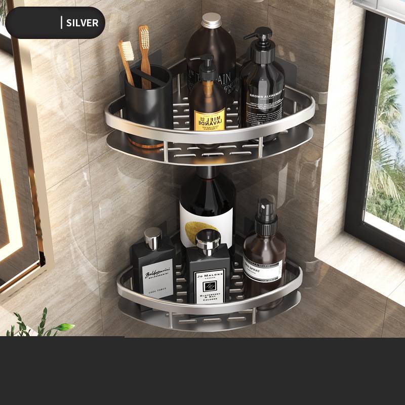 Aluminum Wall Shelf Bathroom & Kitchen Dual-Use Rectangular Storage Rack