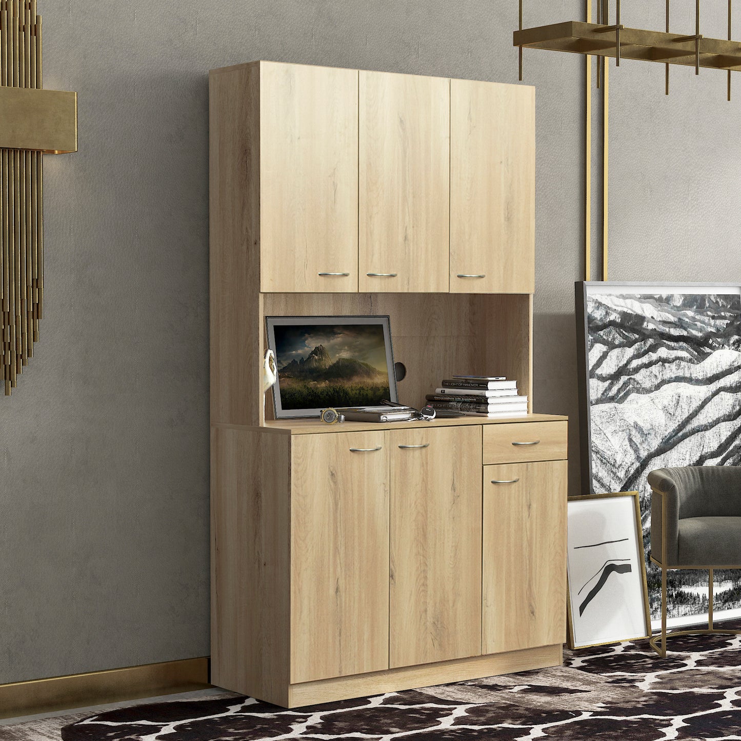 70.87" Tall Wardrobe and Kitchen Cabinet - Rustic Oak