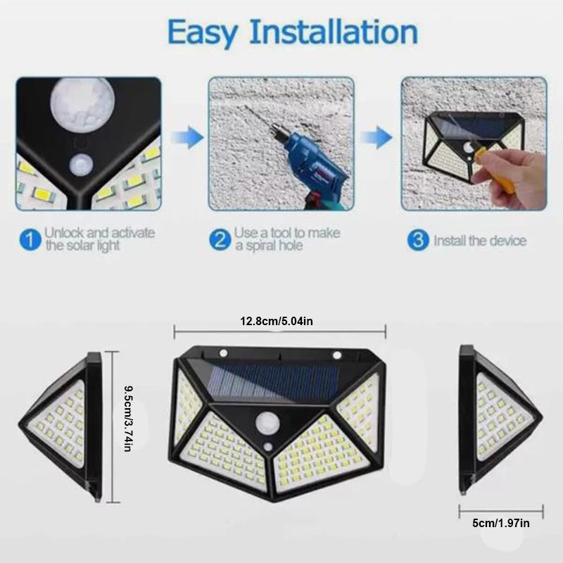 Outdoor Solar Motion Sensor Wall Lights 2-Pack Waterproof Security Lamps