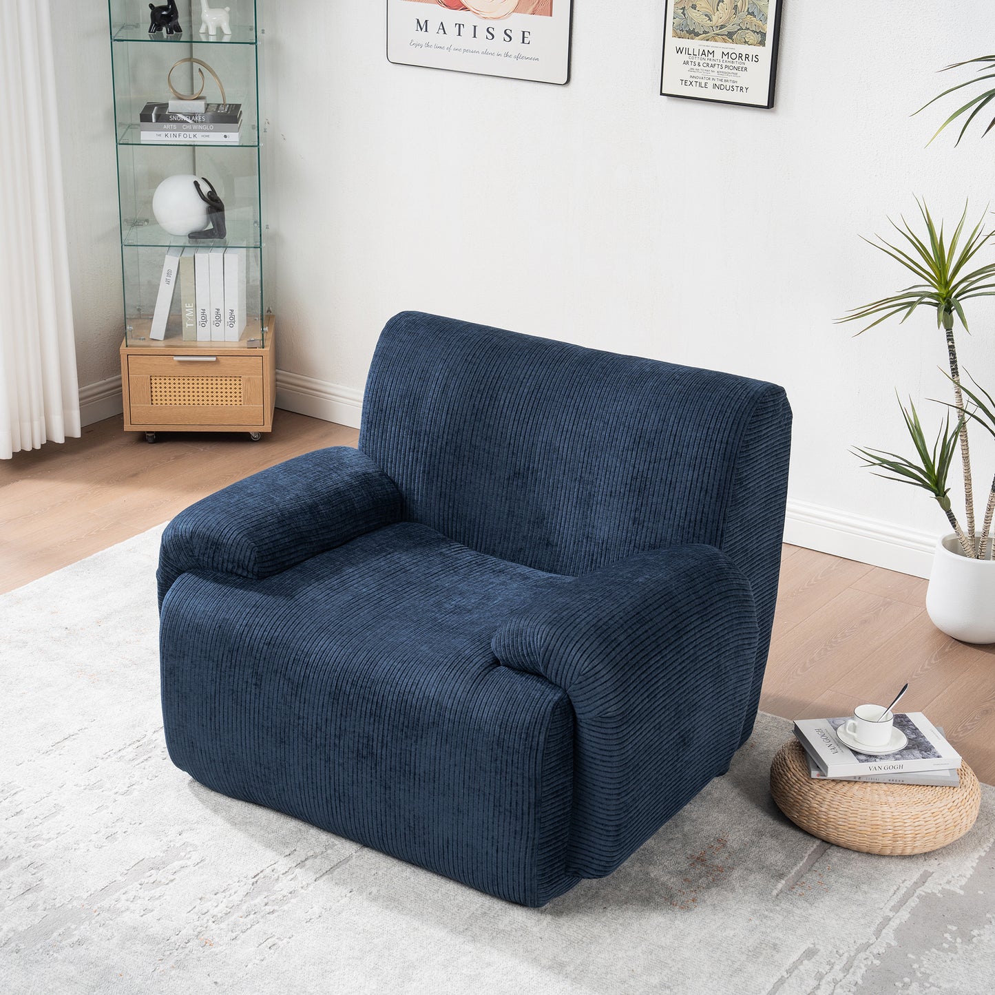 42" Wide Modern Upholstered Chenille Accent Chair - Navy