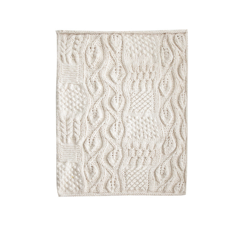 White Wool Throw Blanket 120x150cm - Thick Upholstered Sofa Cover