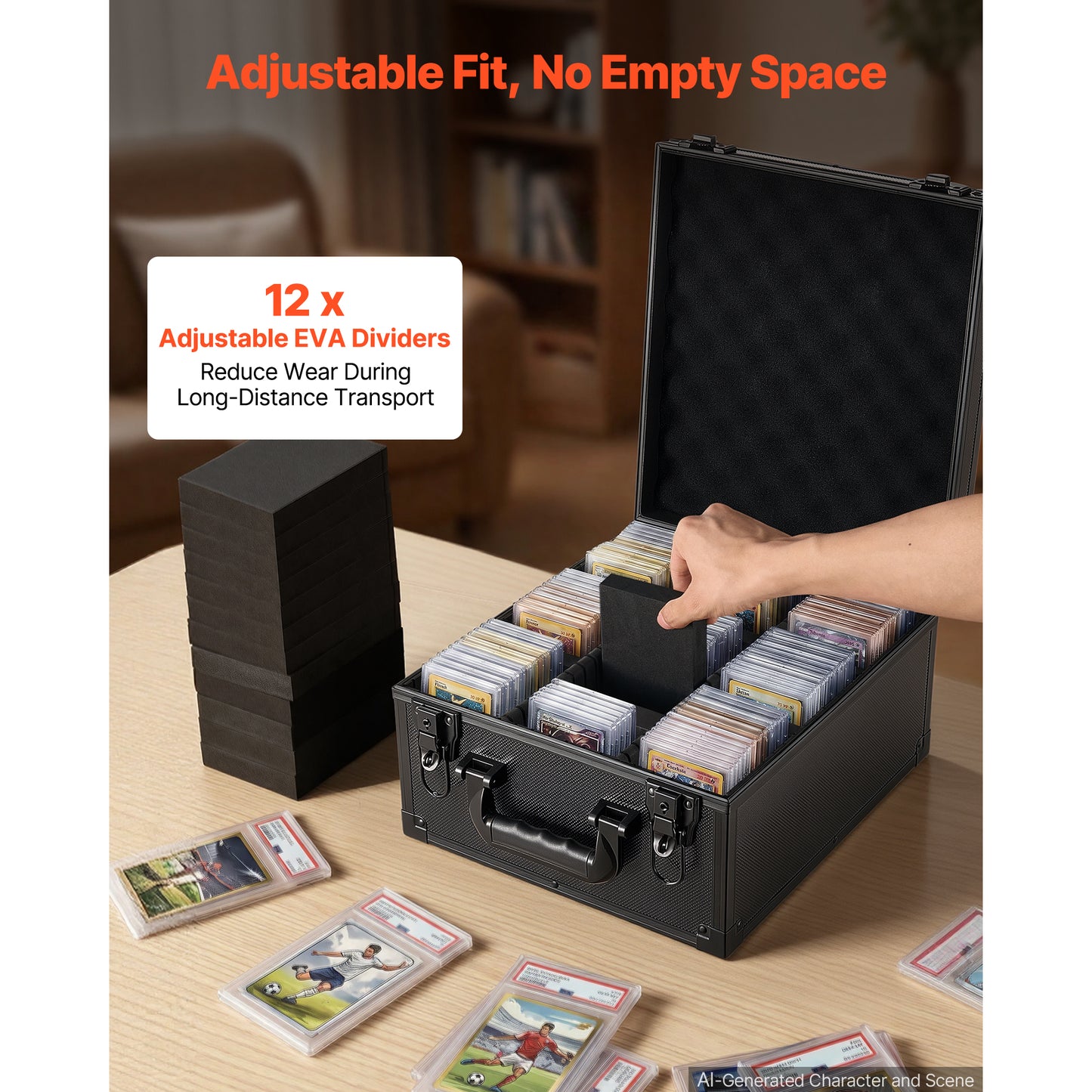 Card Collector Storage Box for Trading Cards with Lock & Dividers - Holds 100+ Slabs & Loose Cards