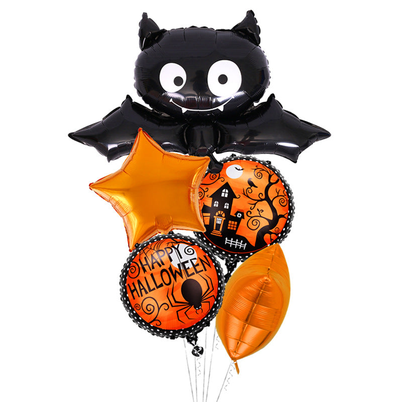 Halloween Themed Aluminum Film Balloons - 5-Piece Set for Parties & Decorations