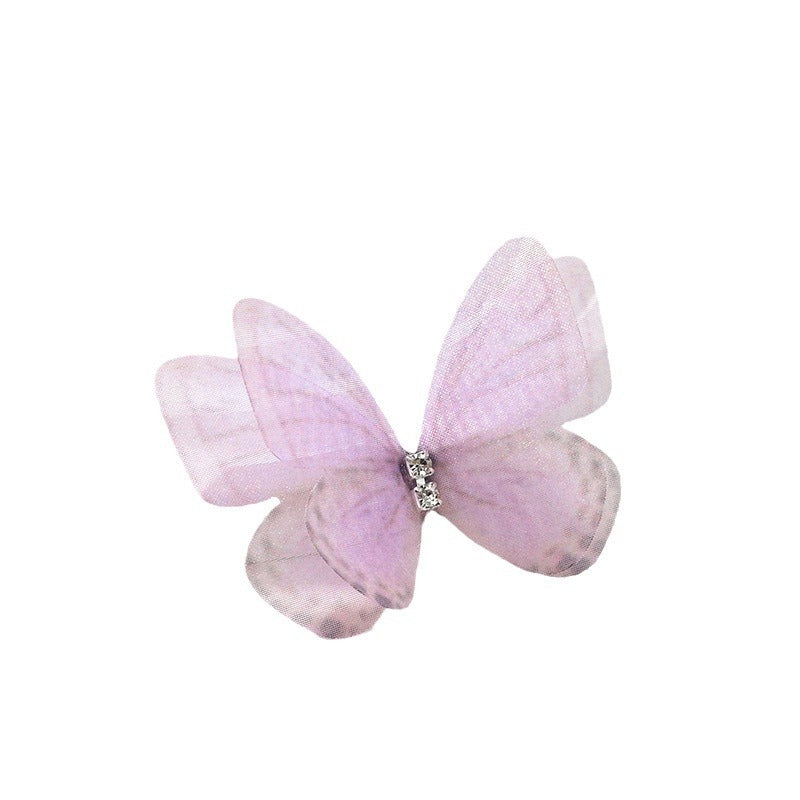 Double Layer Mesh Butterfly Jewelry Headdress with Floral Print - DIY Handmade
