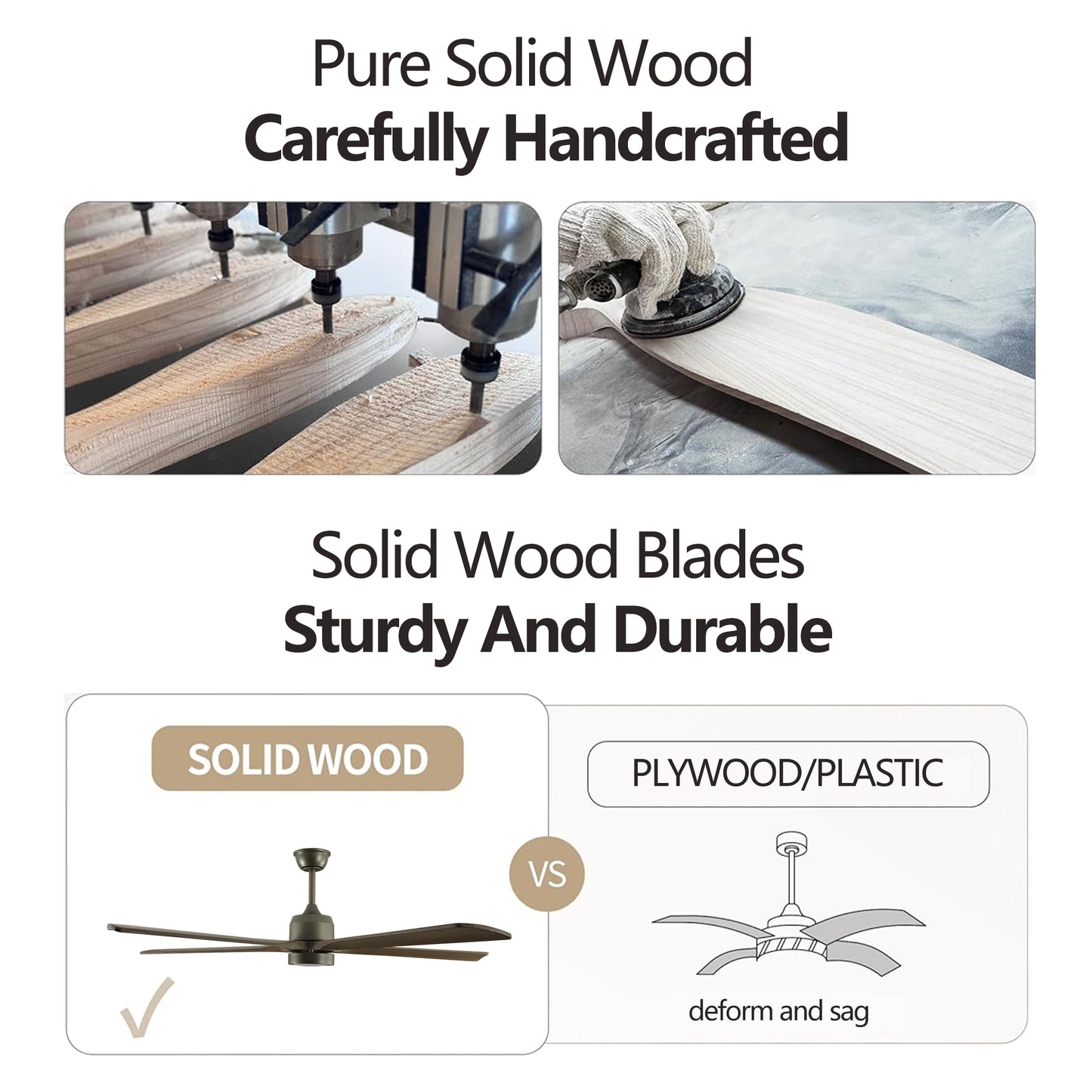 60-Inch Modern Wood Ceiling Fan with Light & Remote Control