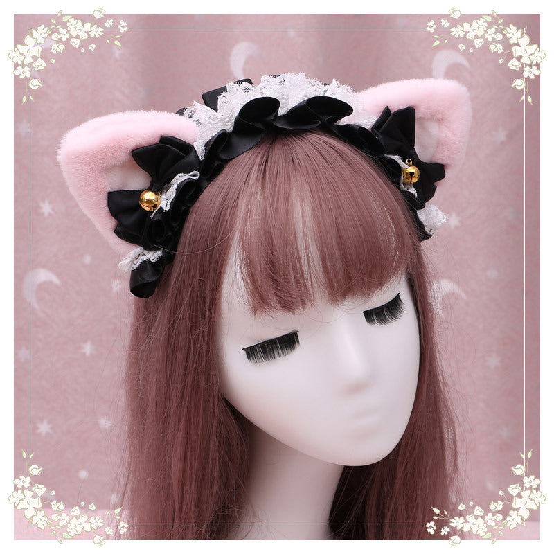 Lolita Cat Ear Headband with Lace - Hair Accessory