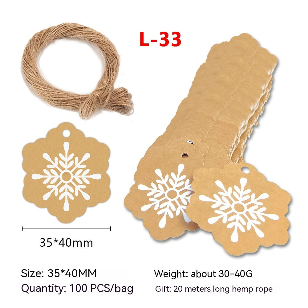 Christmas Kraft Paper Gift Tags with Santa Claus Card - Festive Packaging Labels