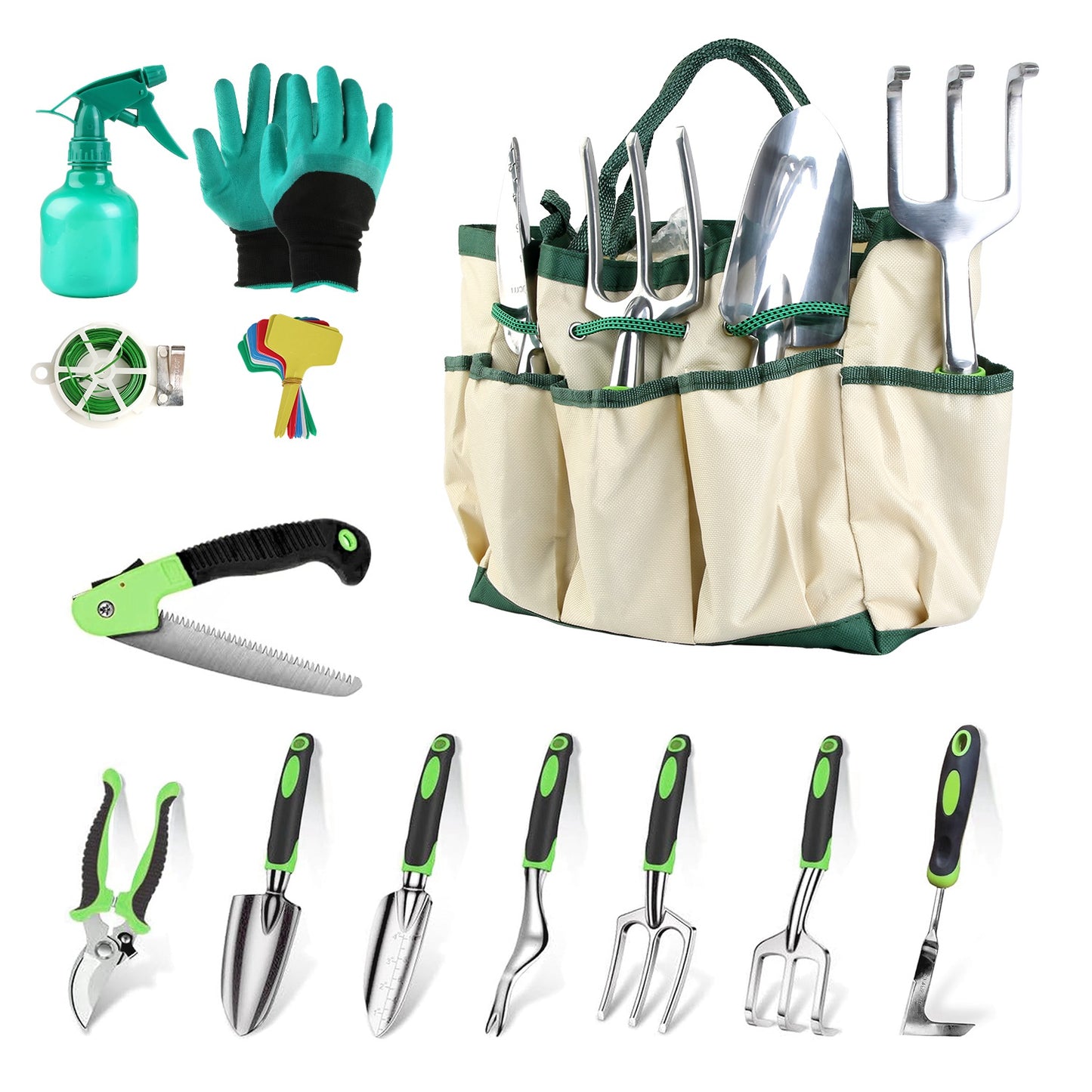 13-Piece Garden Tool Set with Aluminum Alloy Hand Tools & Storage Bag