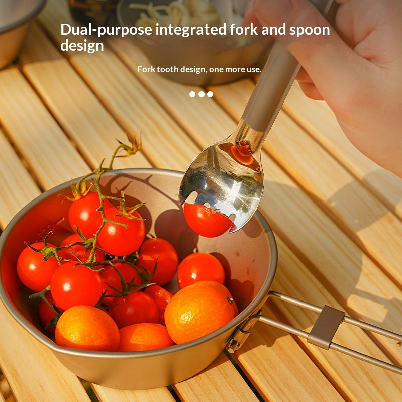 Portable Titanium Fork and Spoon Set - Long-Handled Minimalist Dining Utensils