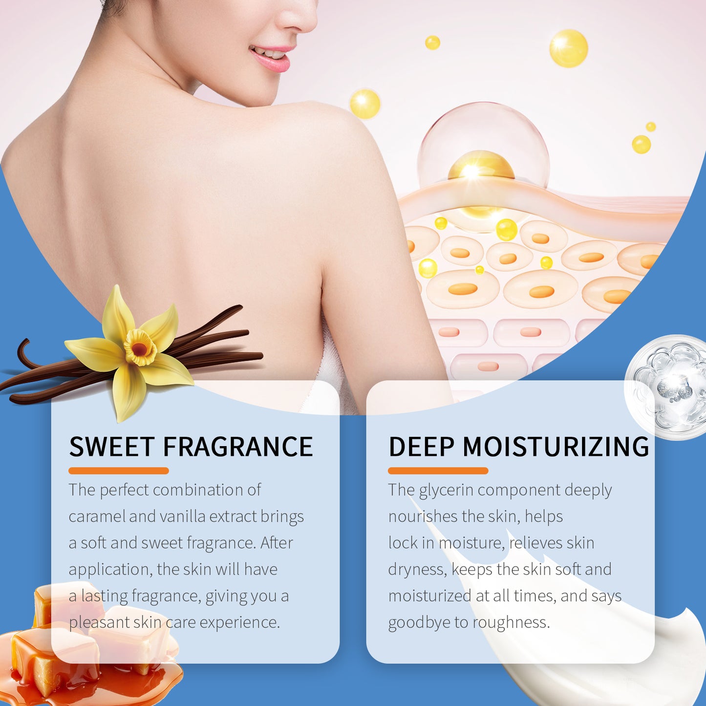 Caramel Vanilla Moisturizing Body Lotion - Nourishing Hydration for Dry Skin