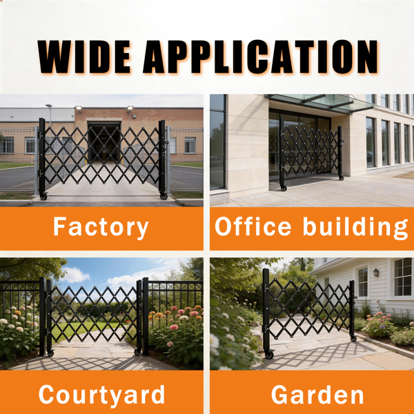 Foldable Security Gate with Swivel Casters - Portable Safety Barrier for Garage, Warehouse, Driveway & Pool Areas - 42x51.57 inches