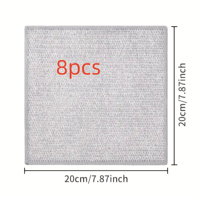 Double-Sided Kitchen Oilproof Cleaning Scouring Pad - Microfiber, 20x20cm, Multi-Pack