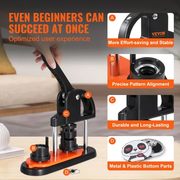 Button Maker Machine with 500 Button Parts & Panda Magic Book