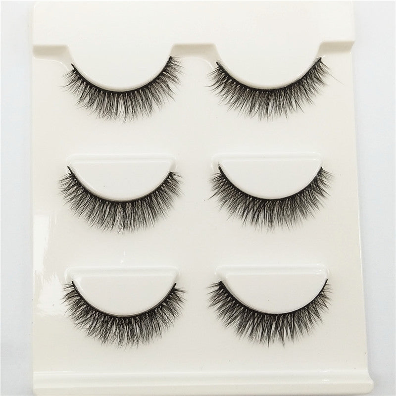 False Eyelashes Natural Tail Extension 3D Simulation 3 Pairs for Eye Makeup