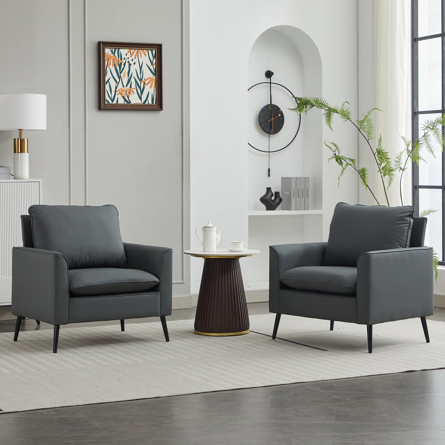 Light Gray Cat Paw Leather Upholstered Sofa - 2PC Set