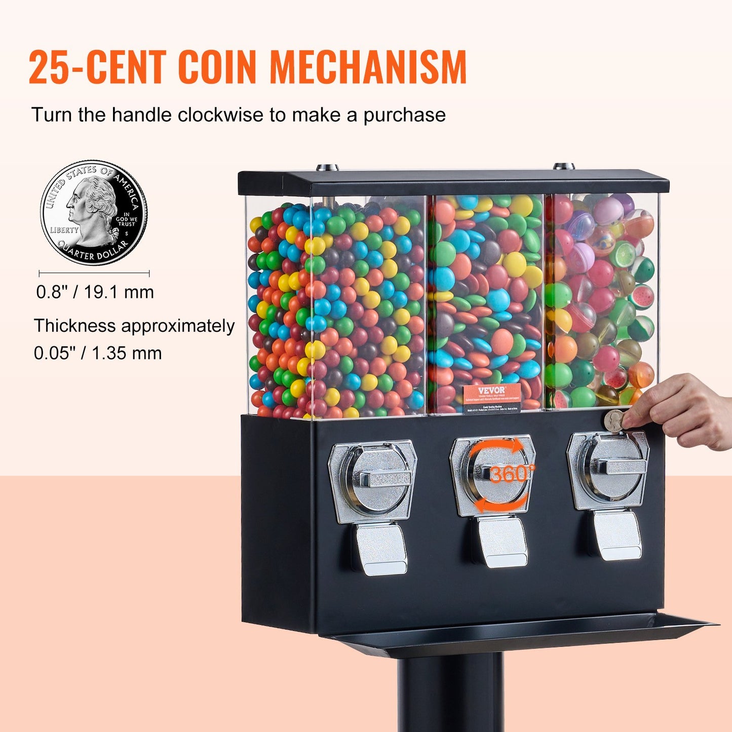 Gumball Machine with Stand - Vintage Coin Operated Candy Dispenser