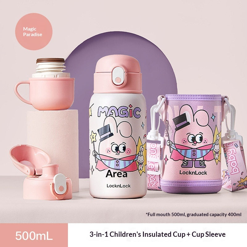 Insulated Children's Straw Cup with Adjustable Strap - 500ml Capacity