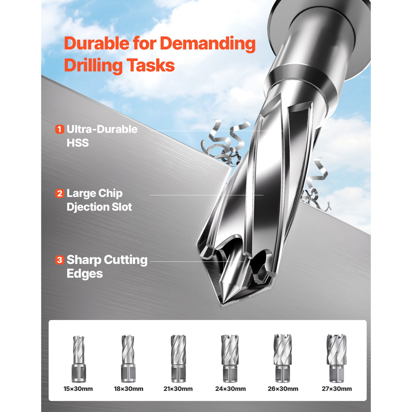 Magnetic Drilling Machine 1450W Portable Electric Drill Press with 6 Bits