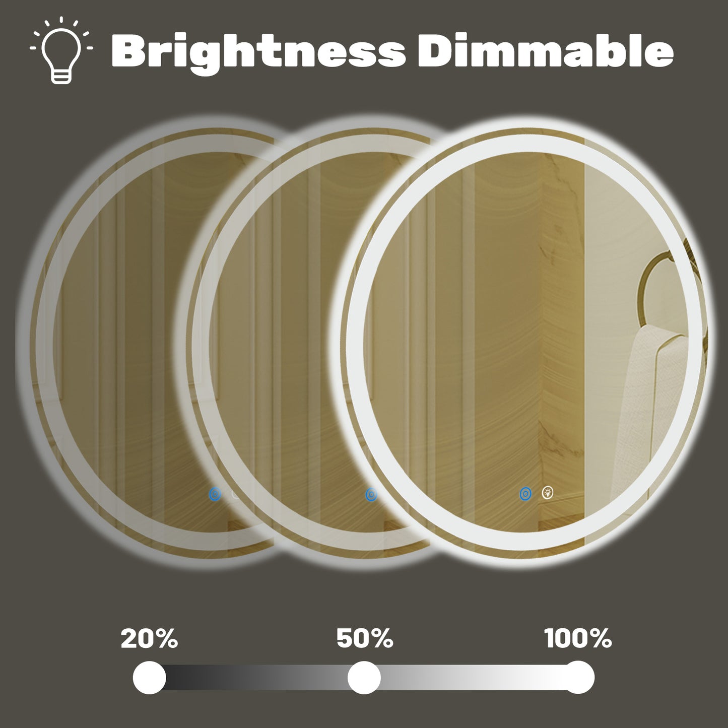 Smart Anti-Fog LED Bathroom Mirror with Dual Circular Lights
