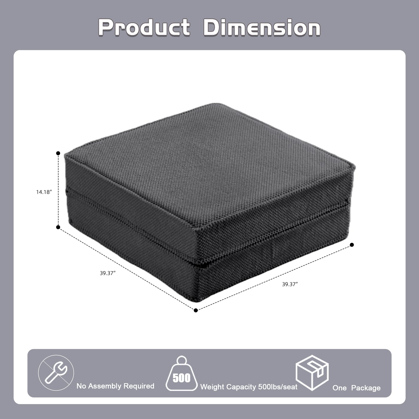 Convertible Floor Sofa Bed with Ottoman - Dark Grey