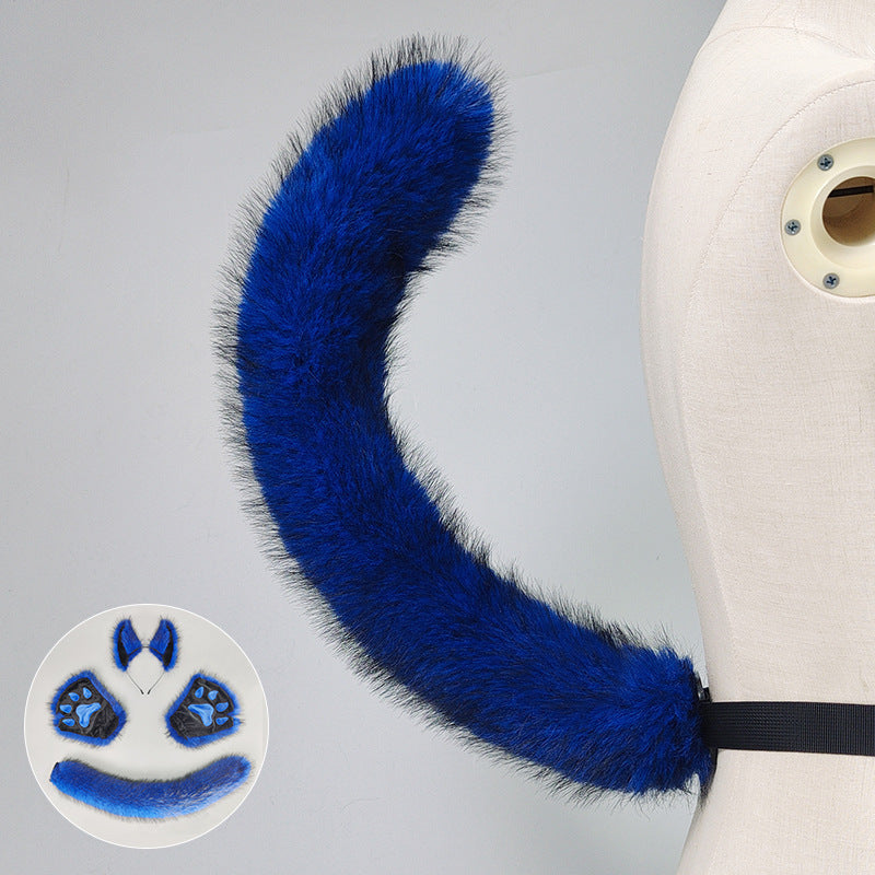 Halloween Werewolf Mascot Costume Props with Plush Ear Headband and Tail