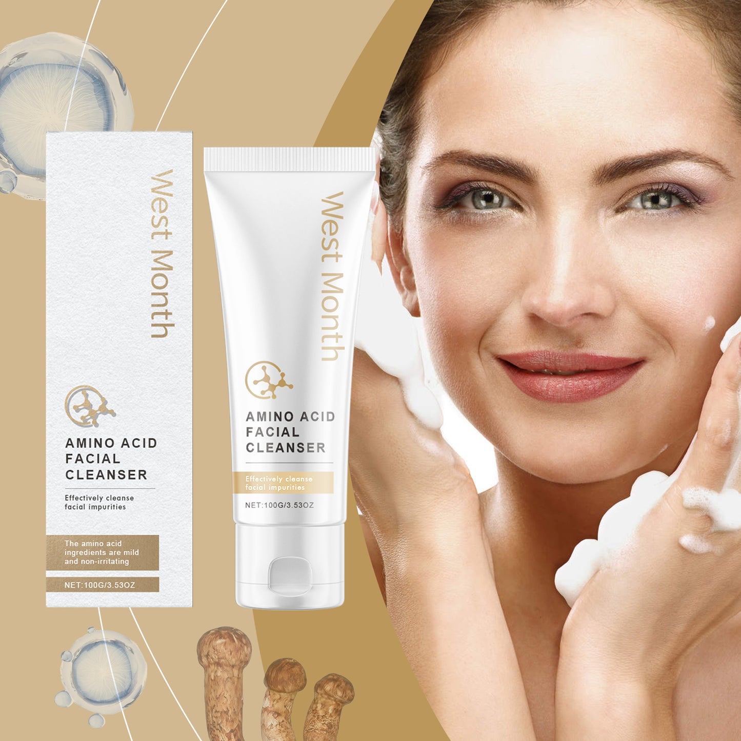 Gentle Amino Acid Facial Cleanser with Matsutake Extract & Hyaluronic Acid