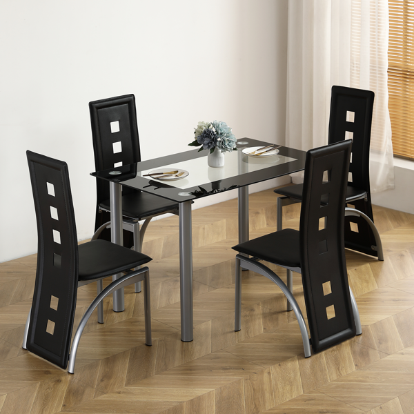 110cm Tempered Glass Dining Table with Stainless Steel Frame