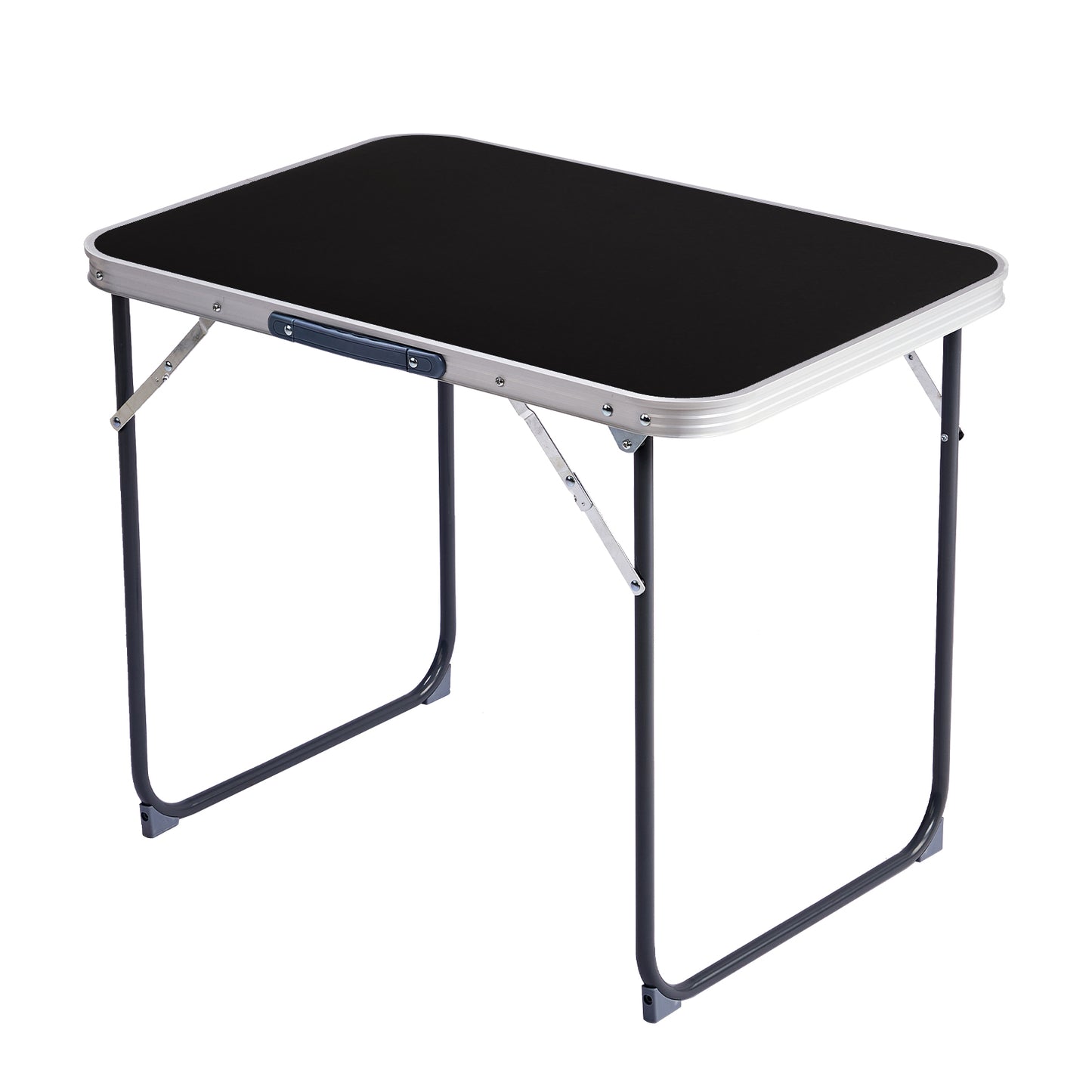 2.3ft Black Aluminum Folding Table - Lightweight & Durable