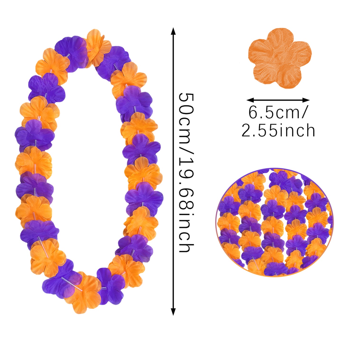 24 Pcs Halloween Flower Leis - Orange & Purple