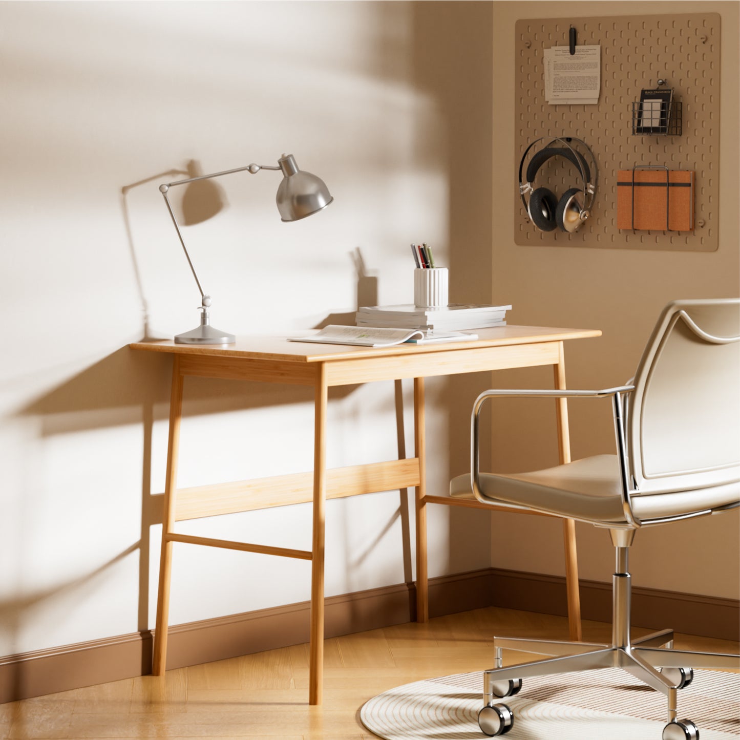 Bamboo Computer Desk - Modern Writing Desk for Home Office
