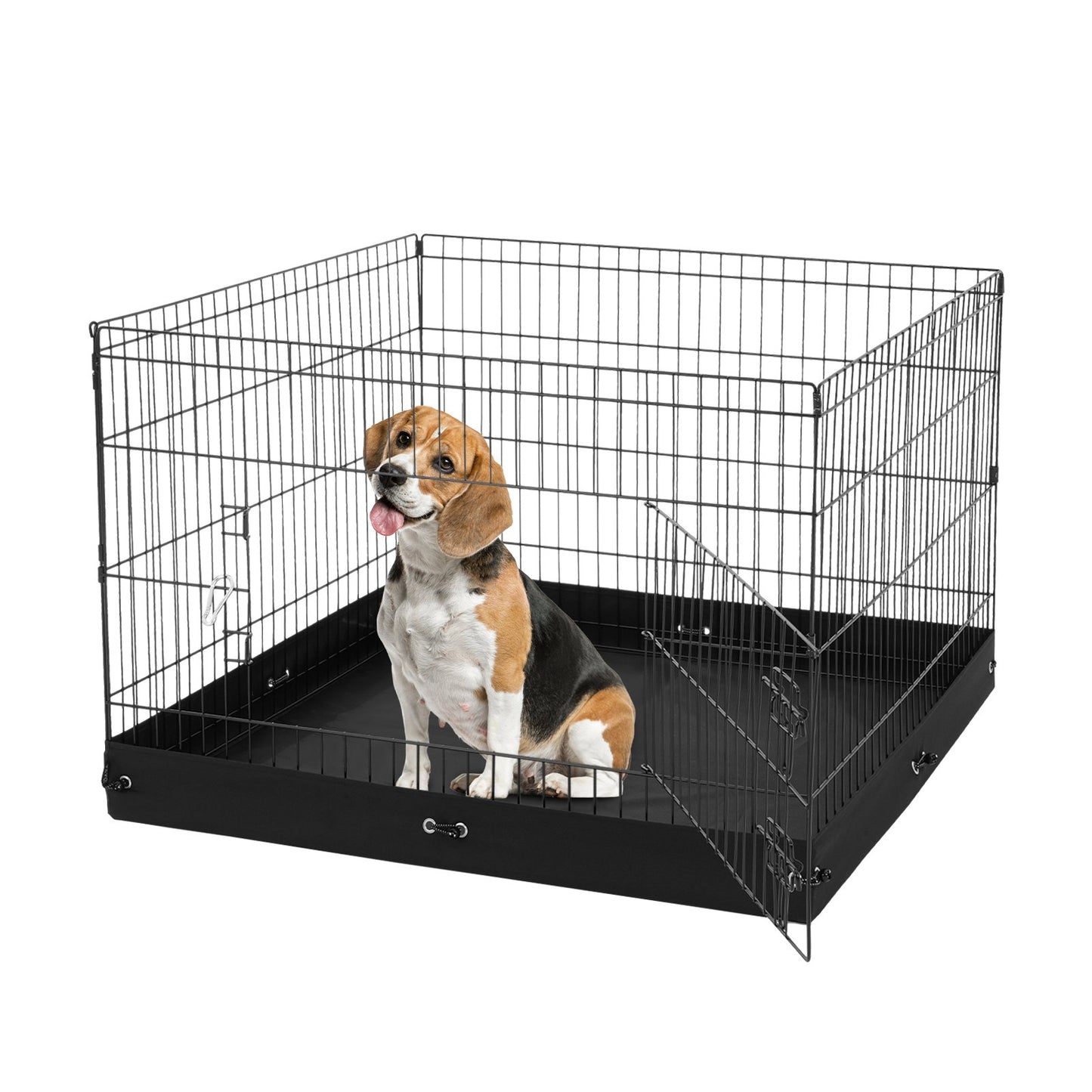Foldable Metal Dog Playpen 36 Inch with Bottom Pad - Black Pet Guardrails