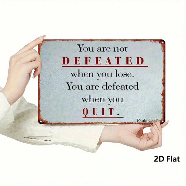 Never Give Up Inspirational Metal Sign - Vintage Wall Art 8x12
