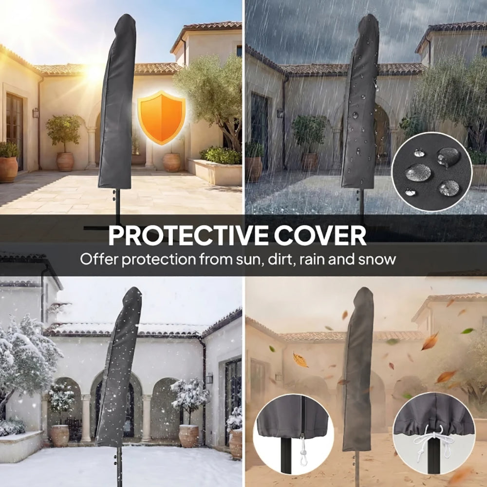10 Ft Offset Patio Umbrella with LED Light & Cover - Multiple Colors