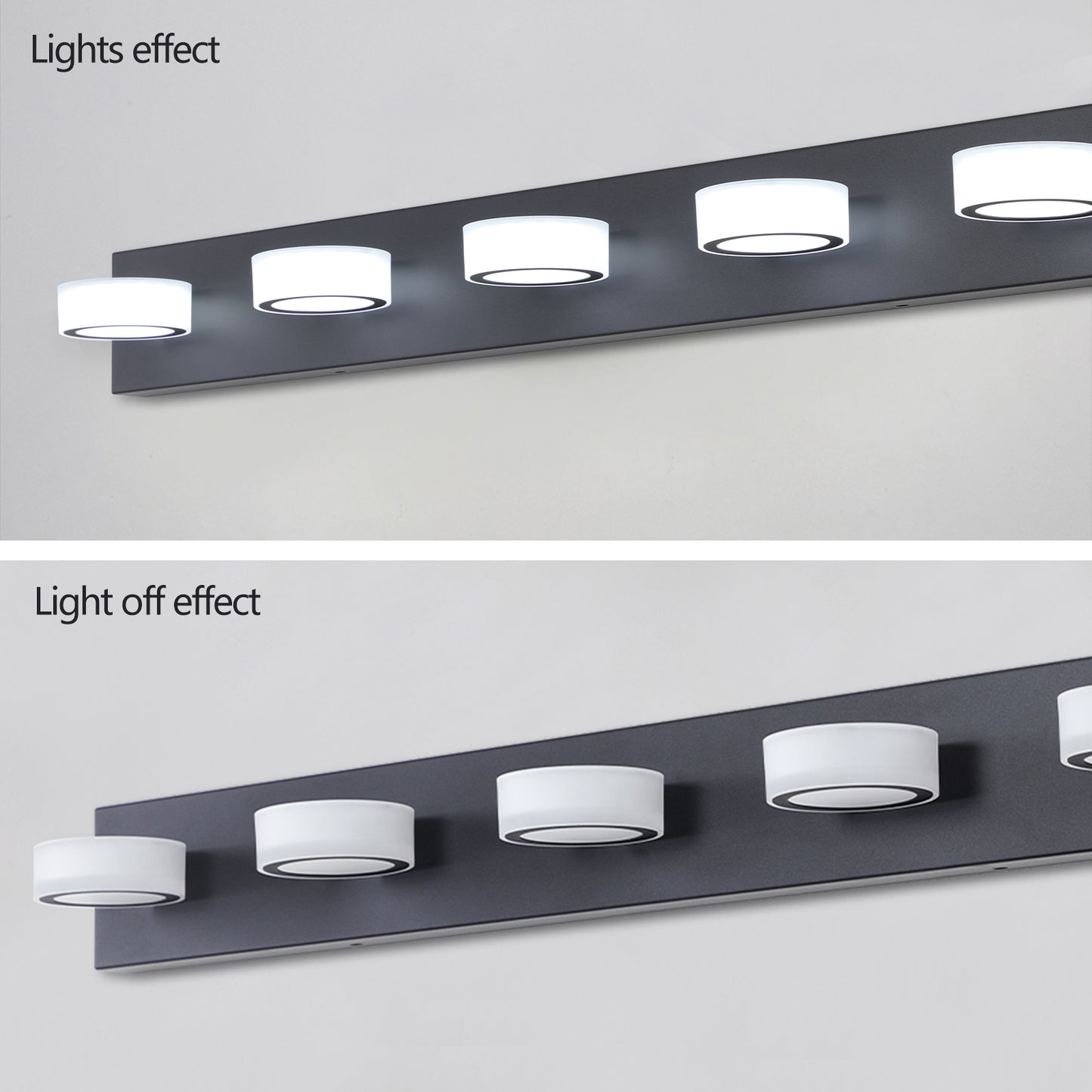5-Light LED Vanity Light Fixture - Dimmable Black Bathroom Lighting