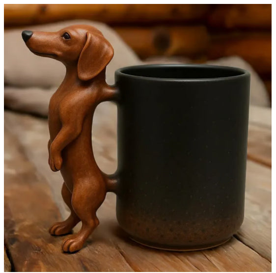 Resin Dachshund Mug - Animal-shaped Modern Ceramic Coffee Cup, Household Decor