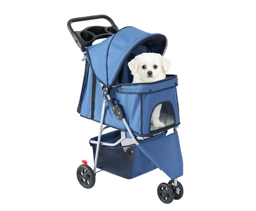 Pet Stroller for Small to Medium Pets - Foldable & Lightweight - Blue