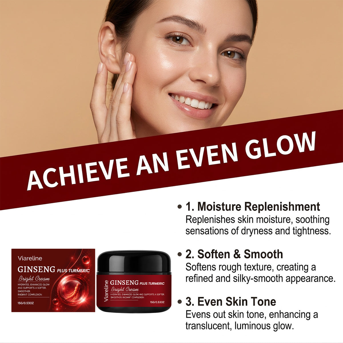 Ginseng And Turmeric Brightening Moisturizing Cleansing Face Cream