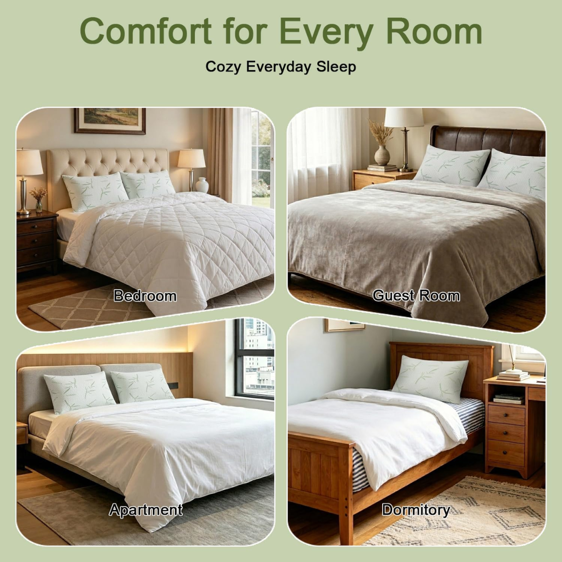 Queen Size Support Bedroom Pillow with Breathable Viscose Blend - Machine Washable