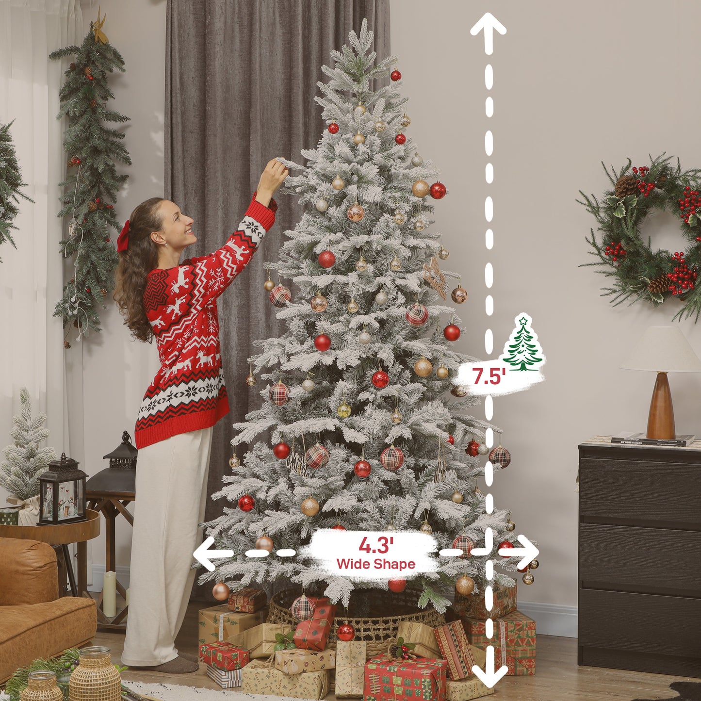 7.5 ft Full Spruce Artificial Christmas Tree - Easy Assembly