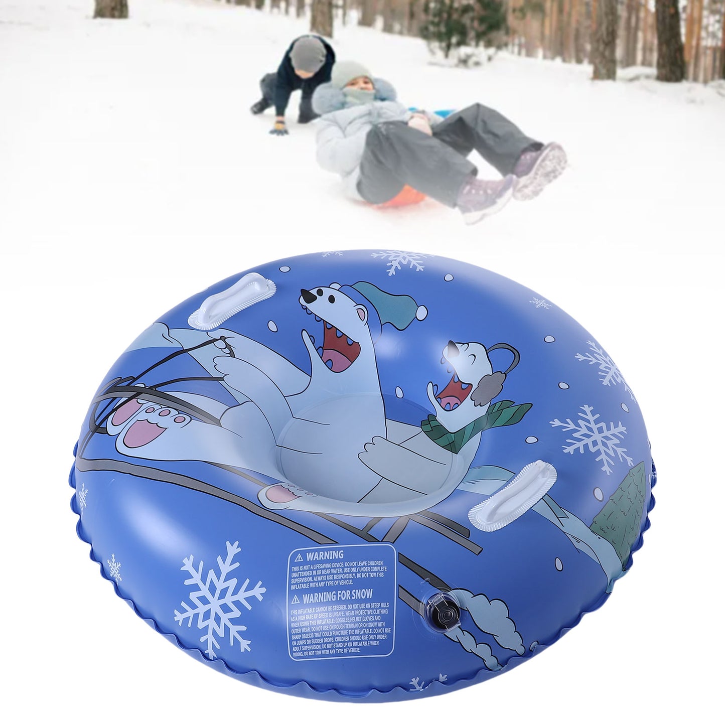 Inflatable Snow Tube Thickened Bottom 36 Inch Kids Sled With Handles