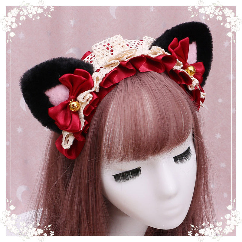 Lolita Cat Ear Headband with Lace - Hair Accessory