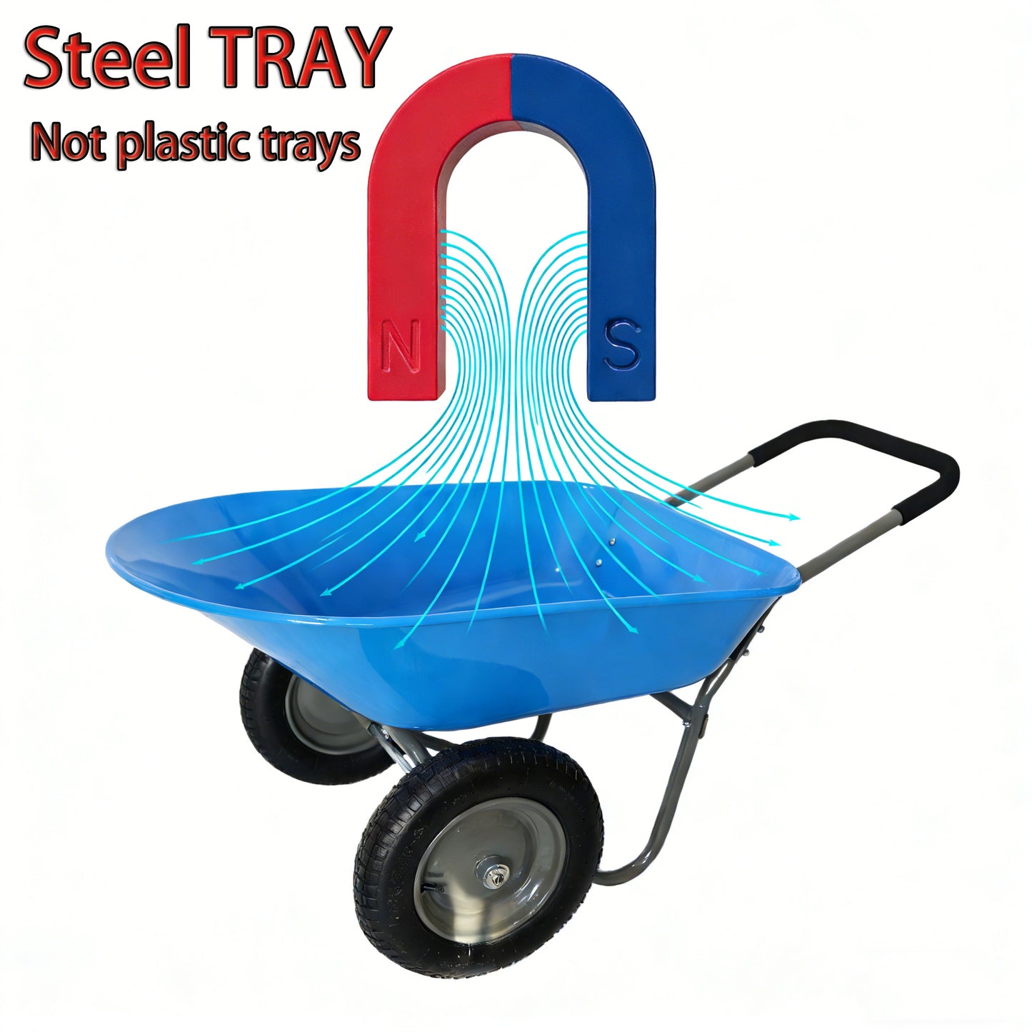 Steel TRAY Wheel Barrow Two Wheeled Trolley For Green Garden 15 Inch