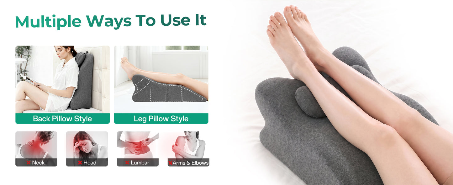 Ergonomic Spinal Posture Support Bed Pillow - Grey