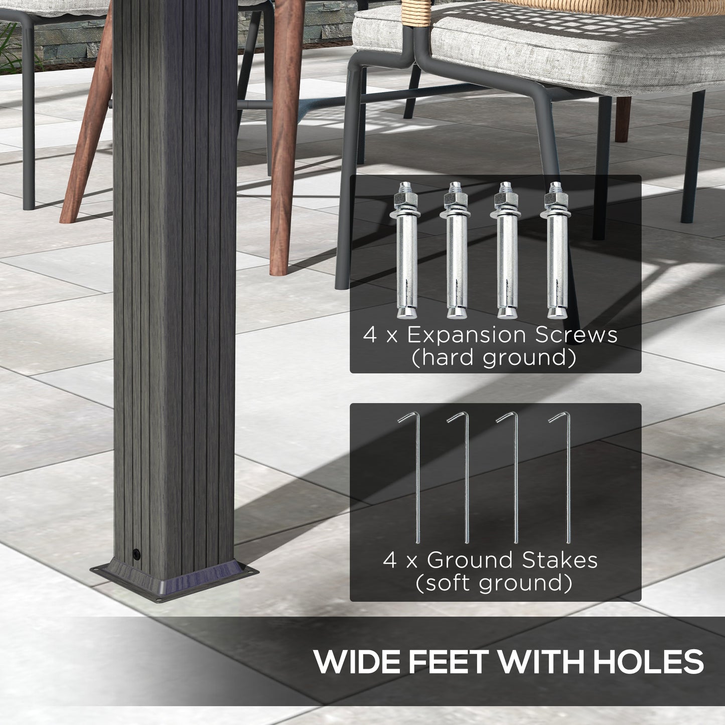 Aluminum Retractable Pergola Canopy - Gray Outdoor Shade Shelter