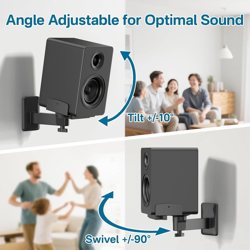 Double Clip Speaker Wall Mount 2 Pack - Black
