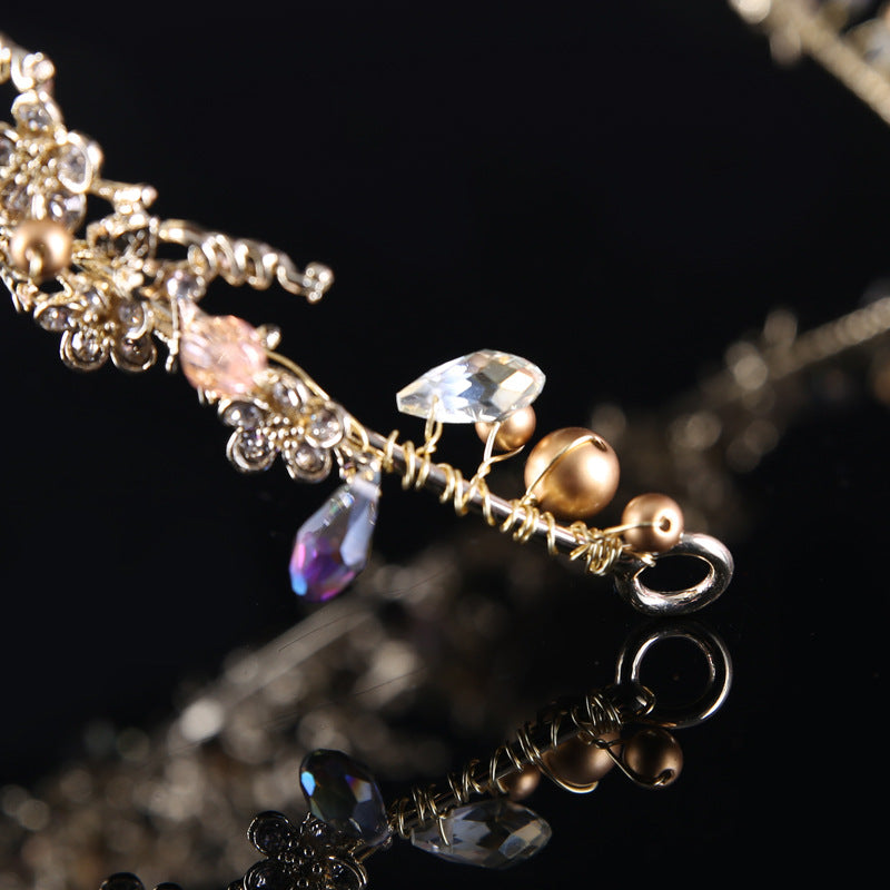 Baroque Crown Tiara with Earrings - Gold