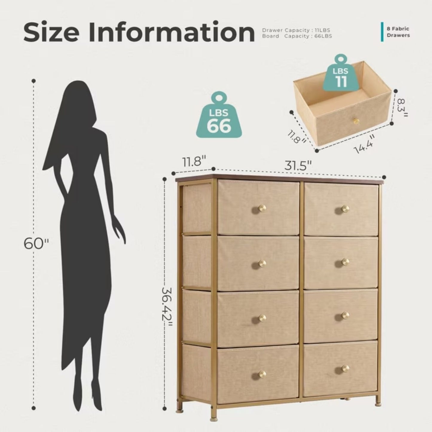 Fabric Dresser - Versatile Chest of Drawers for Bedroom & Entryway