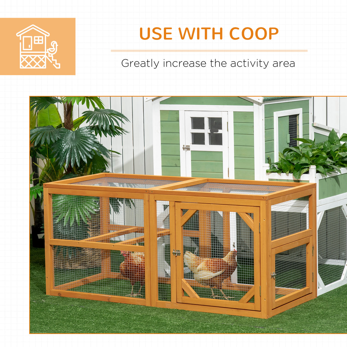 55-Inch Wooden Chicken Coop Expansion Kit Outdoor Hen House with Linkable Design