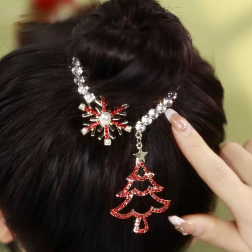 Christmas Headband & Hairpin - Holiday Party Hair Accessories in Red