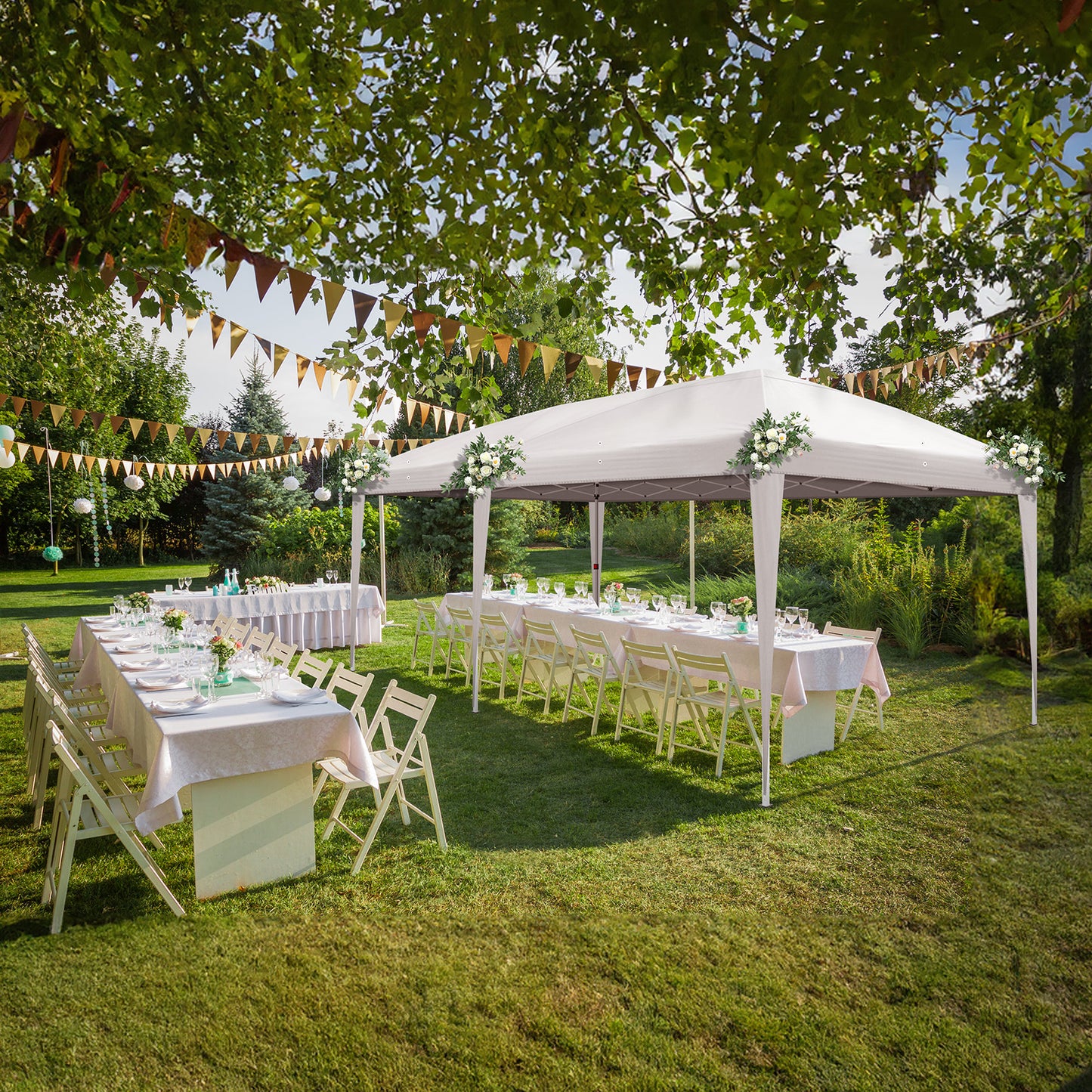 20x10ft White Waterproof Folding Tent with 2 Windows